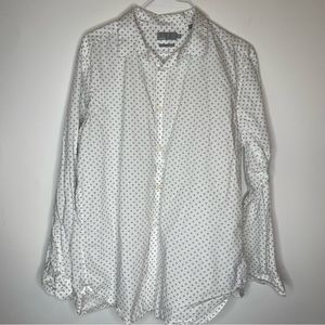 Vince White with Gray Polka Dot Long Sleeve Shirt in size XXL slim fit